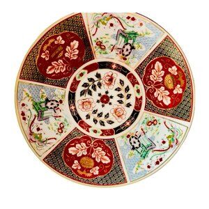 IMARI Porcelain Plate 6.25" Japanese Phoenix Rickshaw ASIAN 24k Gilt Decor